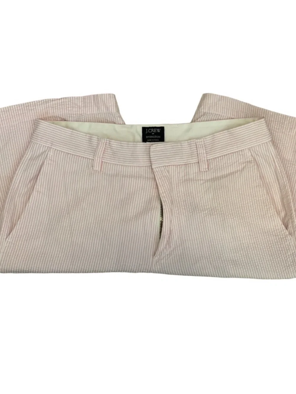 J.Crew Rivington Men’s 29 Seersucker Shorts Pink White Stripe 100% Cotton